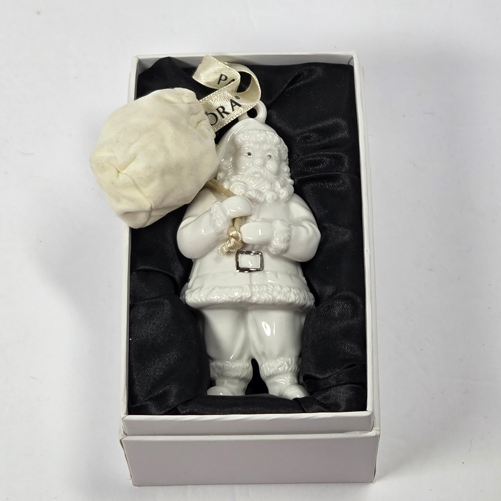 Pandora 2013 Limited Edition White Porcelain Santa Claus Christmas Ornament